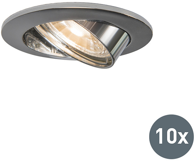 QAZQA Zestaw 10 x oprawa do wbudowania chrom regulowana - Edu