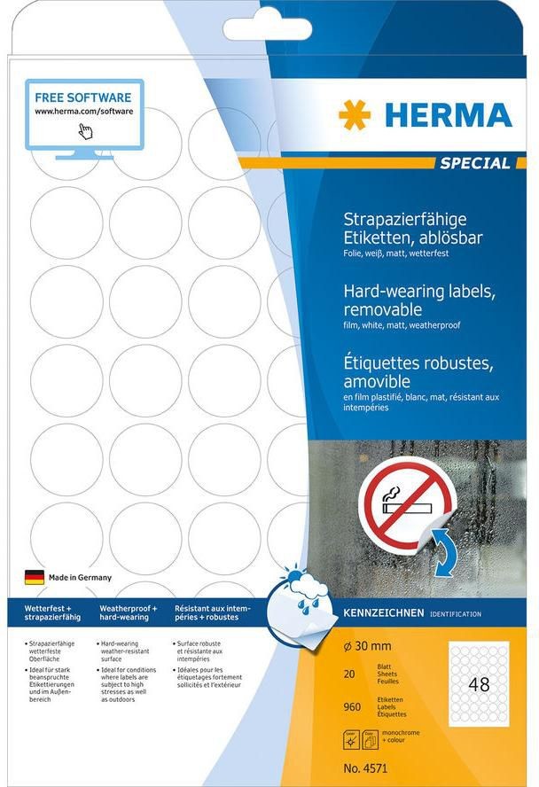 Herma Etykiety foliowe 30mm 4571 4571