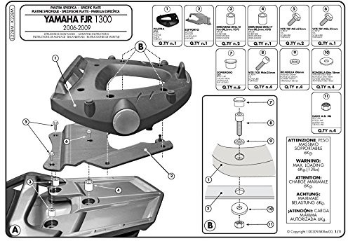 Givi E228M Topcase płyta nośna do walizki Monolok, czarna, 40 E228M