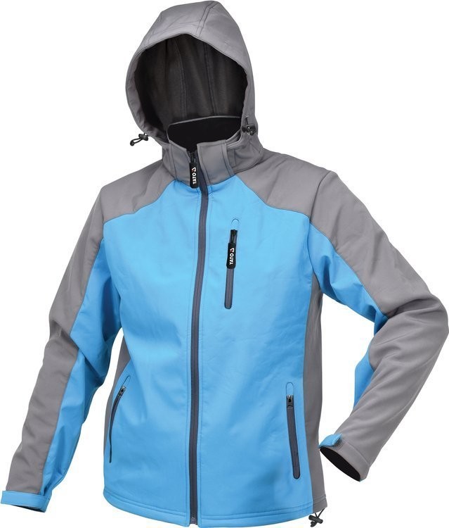 Yato KURTKA SOFTSHELL Z PRZYPINANYM NA ZAMEK KAPTUREM NIEBIESKO SZARA ROZ XL