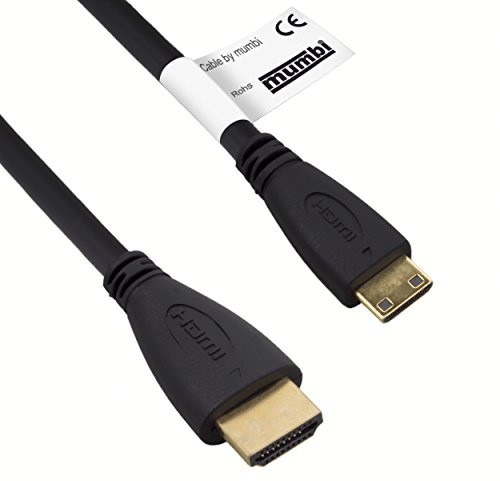 mumbi mumbi 5,00 m High Speed Mini kabel HDMI Full HD 3D (wtyczka Mini HDMI C na wtyczkę HDMI A), pozłacane styki, czarny Mini HDMI auf HDMI