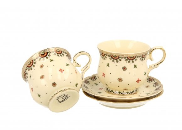 Duo CASABLANCA FILIŻANKI ESPRESSO ZE SPODKAMI 150 ML 2 SZTUKI PORCELANA 5902693922773