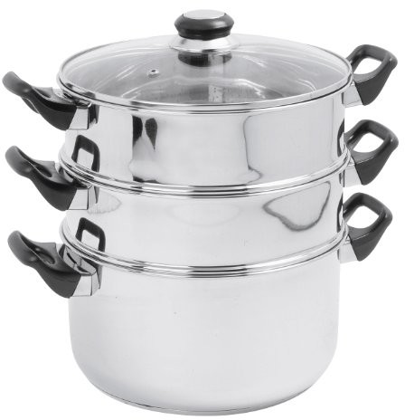Crealys crealys 503443 szybkowar parowy 3-krotnie ze stali nierdzewnej, z pokrywką szklaną, średnica: 24 cm 503443
