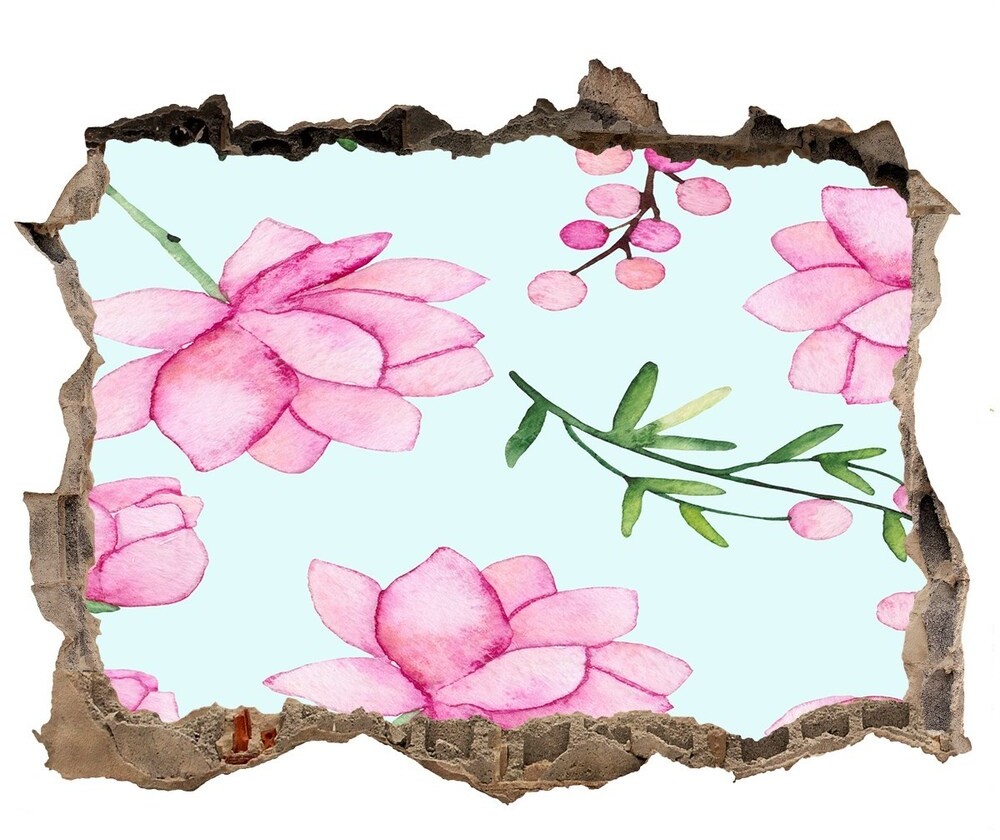 Wallmuralia.pl Naklejka 3D dziura na ścianę Kwiaty i jagody