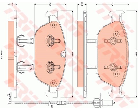 TRW Zestaw klocków hamulcowych, hamulce tarczowe GDB1883