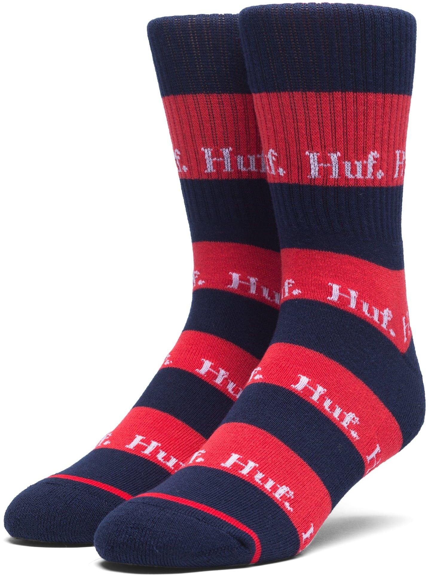 HUF skarpetki HUF STRIPE LOGO CREW SOCKS Scarlet
