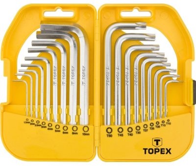 Topex Klucze hex i torx, komplet 18 sztuk, , 35D952