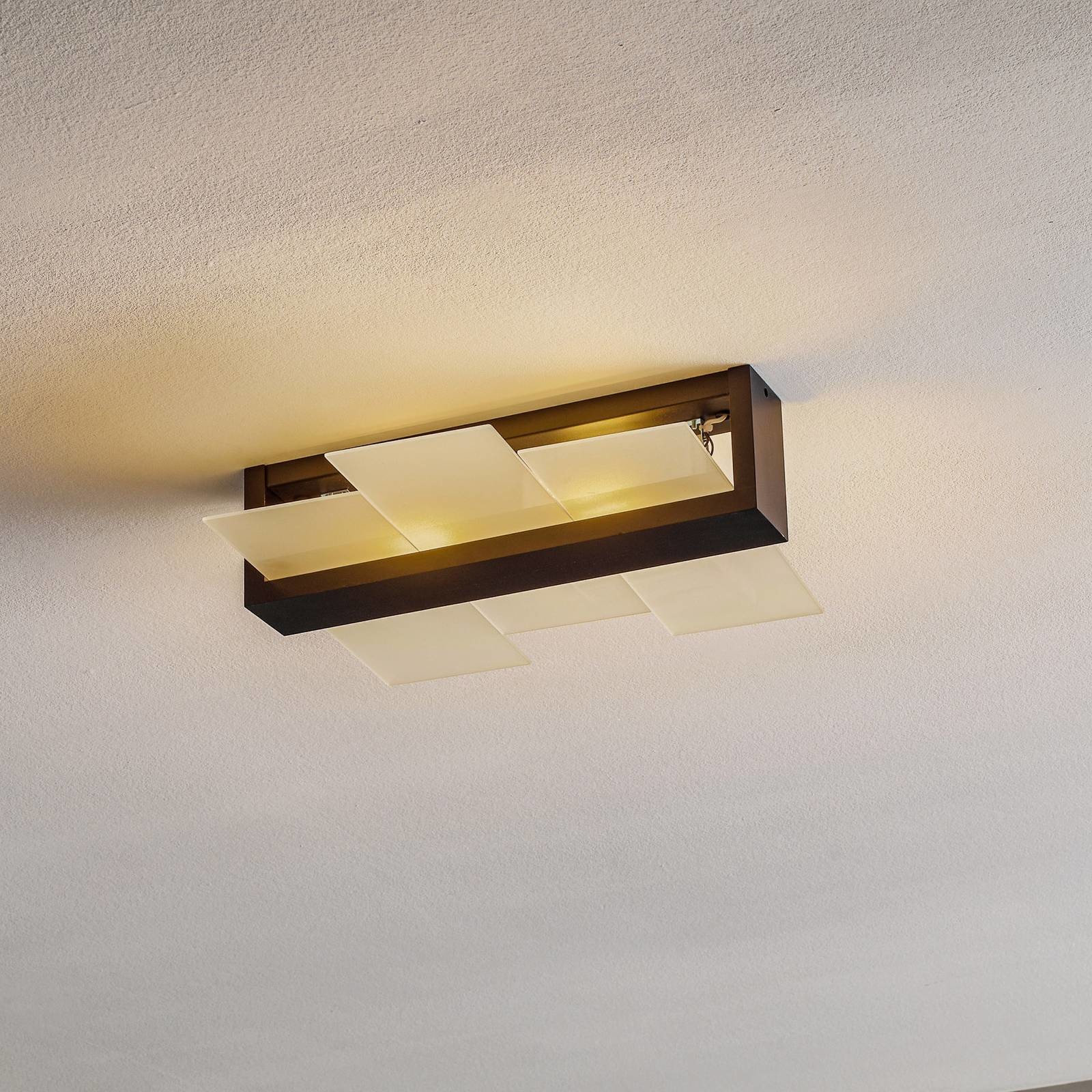 Euluna Lampa sufitowa Shifted 2, szkło i drewno wenge