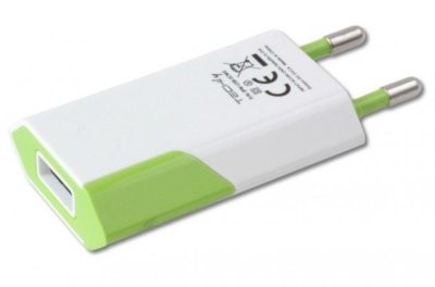 Techly Ładowarka sieciowa Slim USB 230V-5V,1A biało-zielona 100044