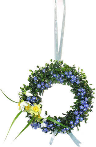 Sztuczny wieniec Niezapominajki, śr. 25 cm