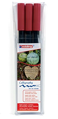 Edding 1255 zestaw do kaligrafii, 3 sztuki w zestawie, idealny do kaligrafii i letteringu na prawie wszystkich powierzchniach, Made in Germany opakowanie 3 szt. 4-1255-3-046