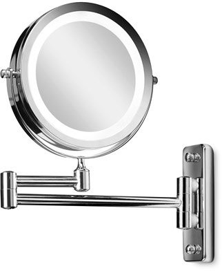 Gillian Jones Gillian Jones LED Wall mirror in silver x 10 magnifying 10246