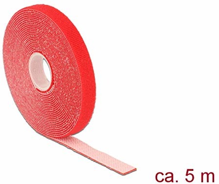 DeLock DELOCK opaska kablowa zapięcie na rzep 1 szt. dł. 5 m x szer. 13 mm rolka czerwona 18719