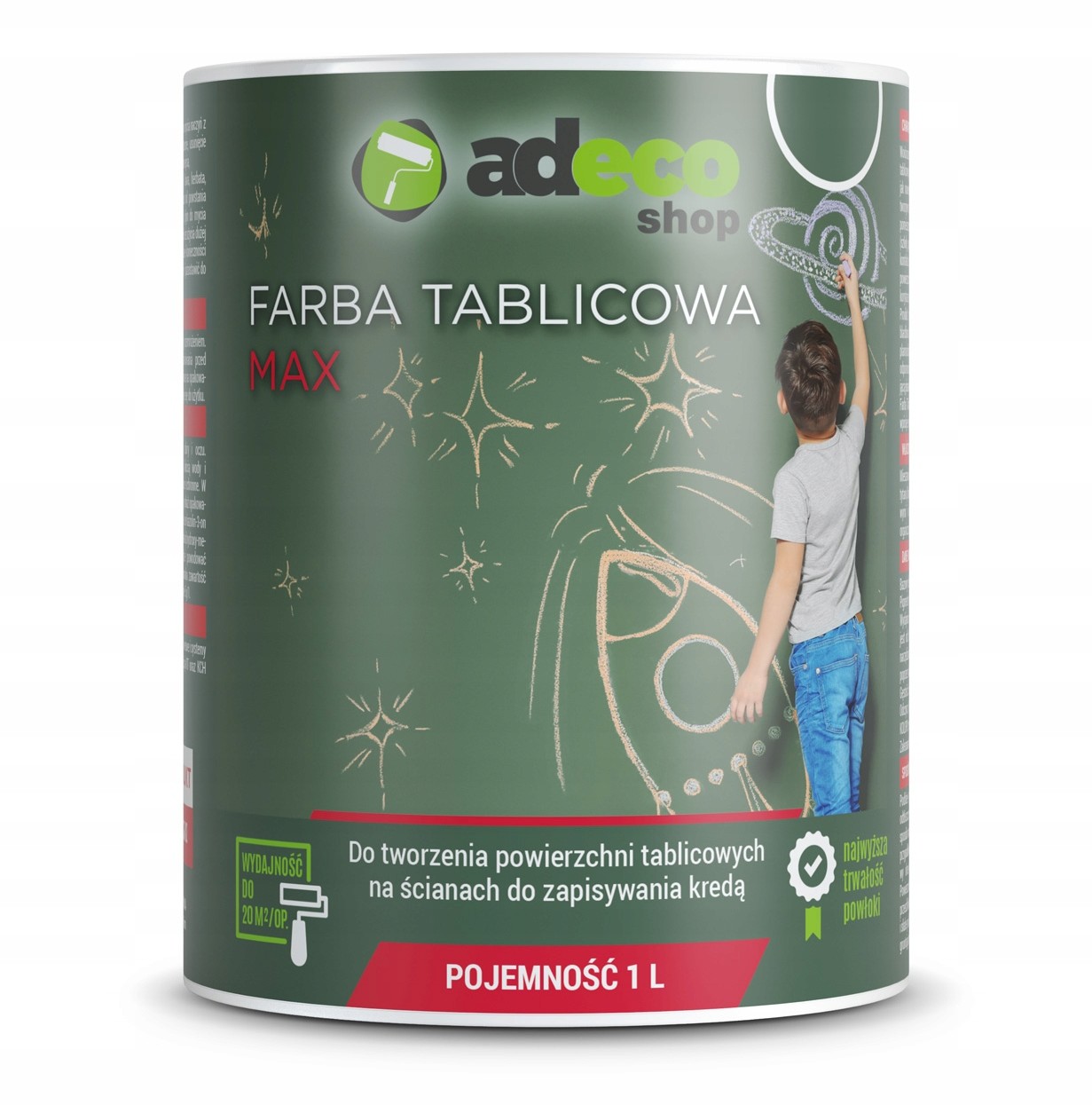 Farba tablicowa zielona Max op. 1L na 10 m