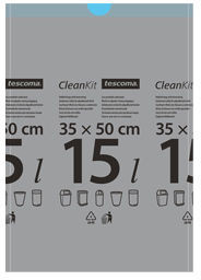 CLEAN Tescoma Tescoma Worki na odpady z taśmą ściągającą KIT 15 l, 15 szt. 900695.00