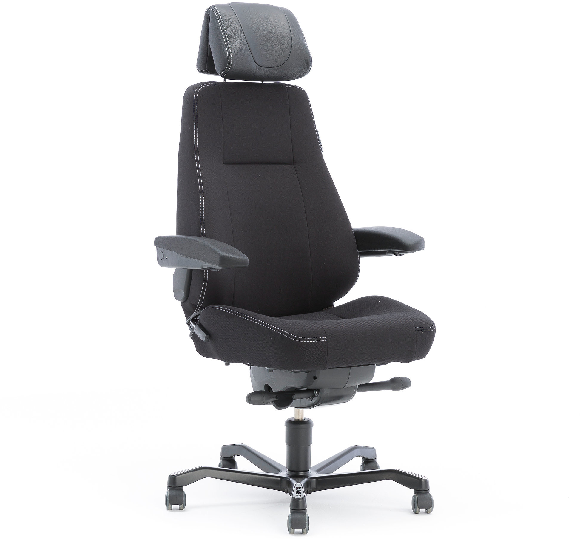 AJ Krzesło 24-godzinne Liverpool z podłokietnikami i zagłówkiem czarna tkanin 122801