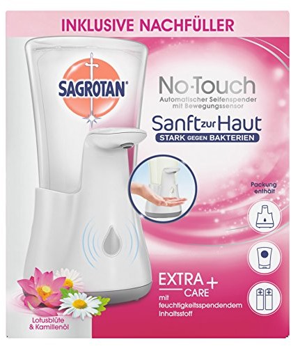 Sagrotan SAGROTAN no-touch automatyczny dozownik mydła bieli łącznie z Humidity kwiat lotosu + kamillenoel, płynne mydło, ręczny 250 ML 3057805
