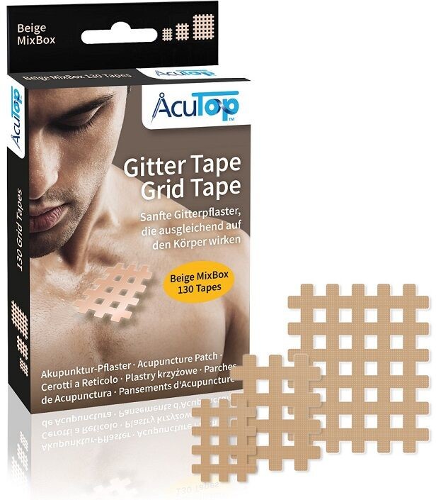 Acutop Zestaw AcuTop Gitter Tape - plastry krzyżowe na punkty spustowe i akupunkturowe - beżowe (Grid Tape Beige MixBox)