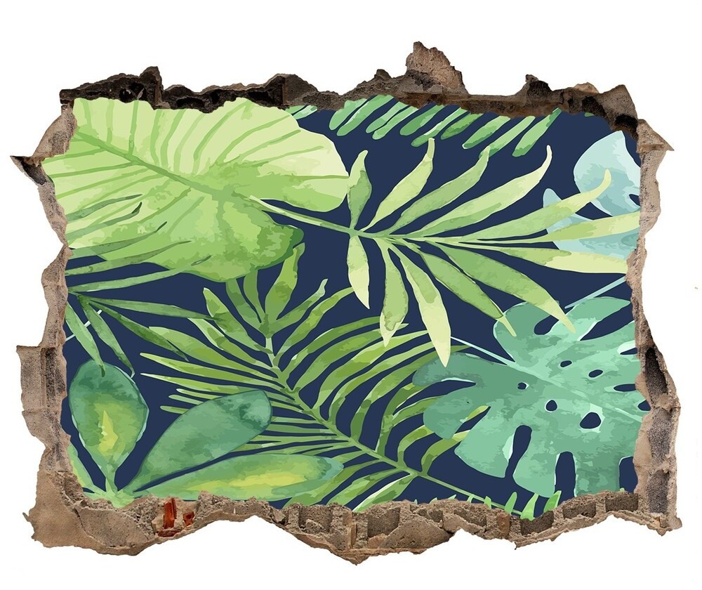 Wallmuralia.pl Naklejka 3D dziura na ścianę Tropikalne liście