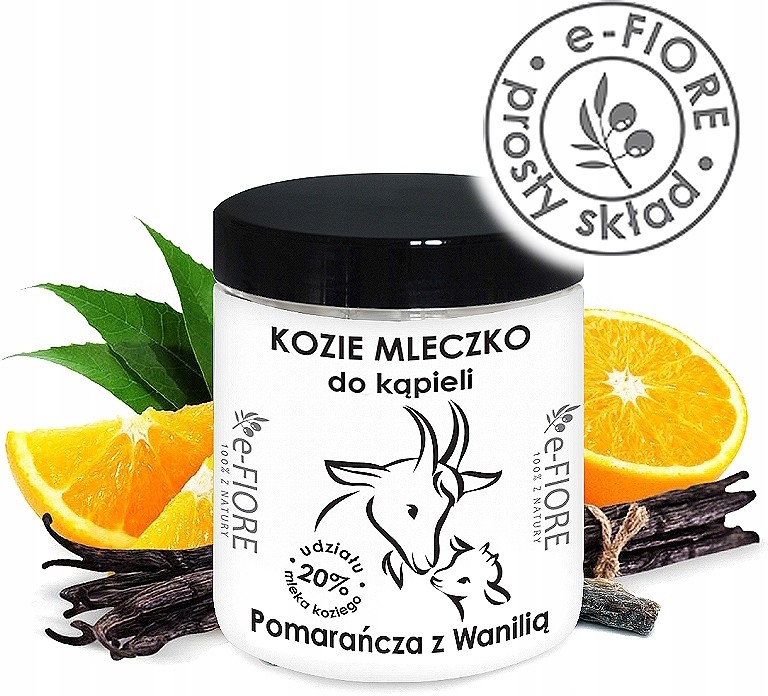 e-FIORE Kozie Mleko Do Kąpieli Pomarańcza Wanilia