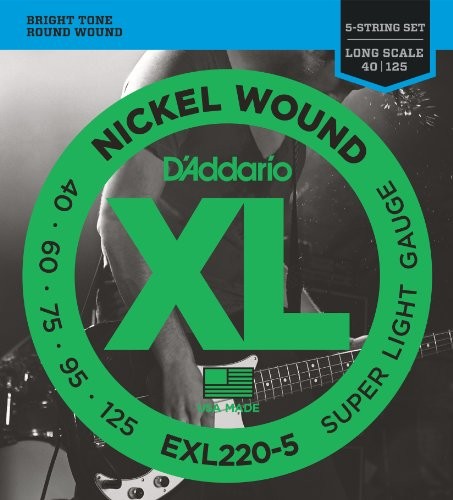 D'Addario EXL220  5 komplet strun do gitara basowa 040 '  125' EXL220-5