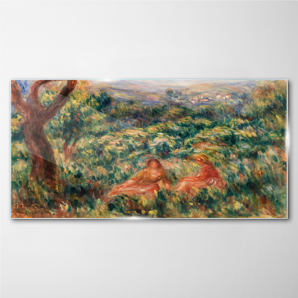 PL Coloray Obraz na Szkle Kobiety Drzewa Łąka Miasto 120x60cm