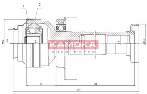 KAMOKA Zestaw przegubu, półoś napędowa 8711