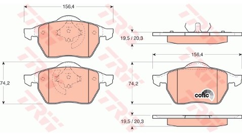 TRW Zestaw klocków hamulcowych, hamulce tarczowe GDB1200