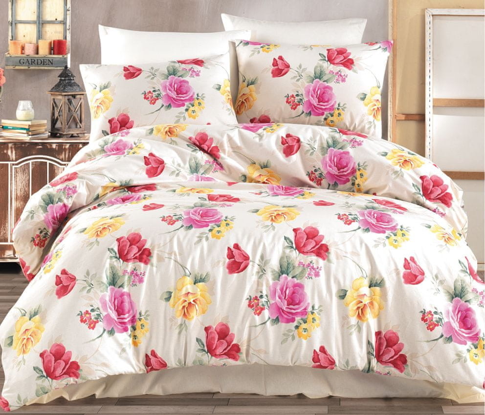 Bedtex pościel Tulipany Kremowy 220x200/2x 70x90 cm