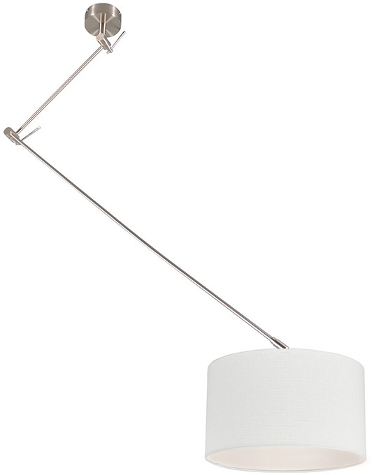 QAZQA Lampa wisząca regulowana stal klosz biały 35cm - Blitz I