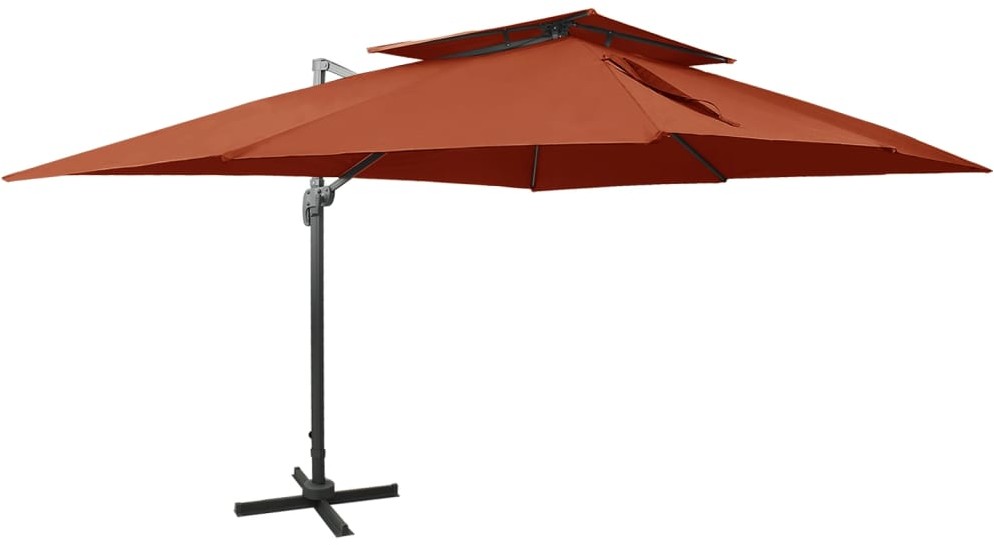 vidaXL Wiszący parasol z podwójną czaszą, terakota, 400 x 300 cm vidaXL