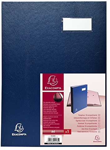 Exacompta Exacompta 24185E teczka z podpisami (24 x 32 cm, elastyczny grzbiet) 18 przegródek, 1 sztuka, niebieska 24185E
