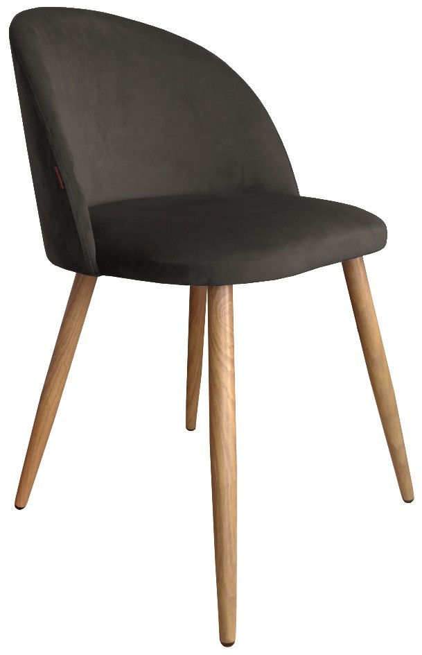 Atos Krzesło CLAUDINE 2 VELVET brązowe/dąb na metalowych nogach COLIN-DAB-MG05