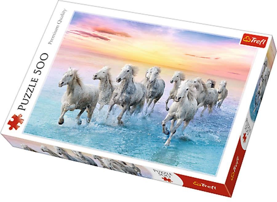 Trefl Puzzle 500el Białe konie w galopie 37289