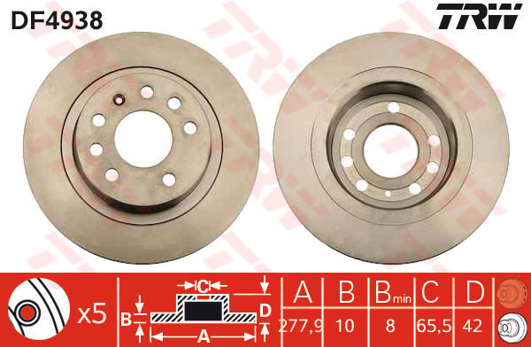 TRW Tarcza hamulcowa DF4938