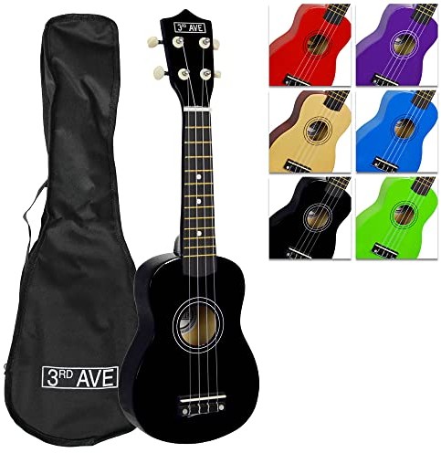 3rd Avenue 3rd Avenue Ukulele sopranowe dla początkujących z futerałem  wykończenie czarne STX40BK