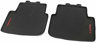 Skoda Skoda 658061512A dywaniki samochodowe na każdą pogodę, 2 x gumowe dywaniki tylne, z napisem Kamiq (czerwone) 658061512A