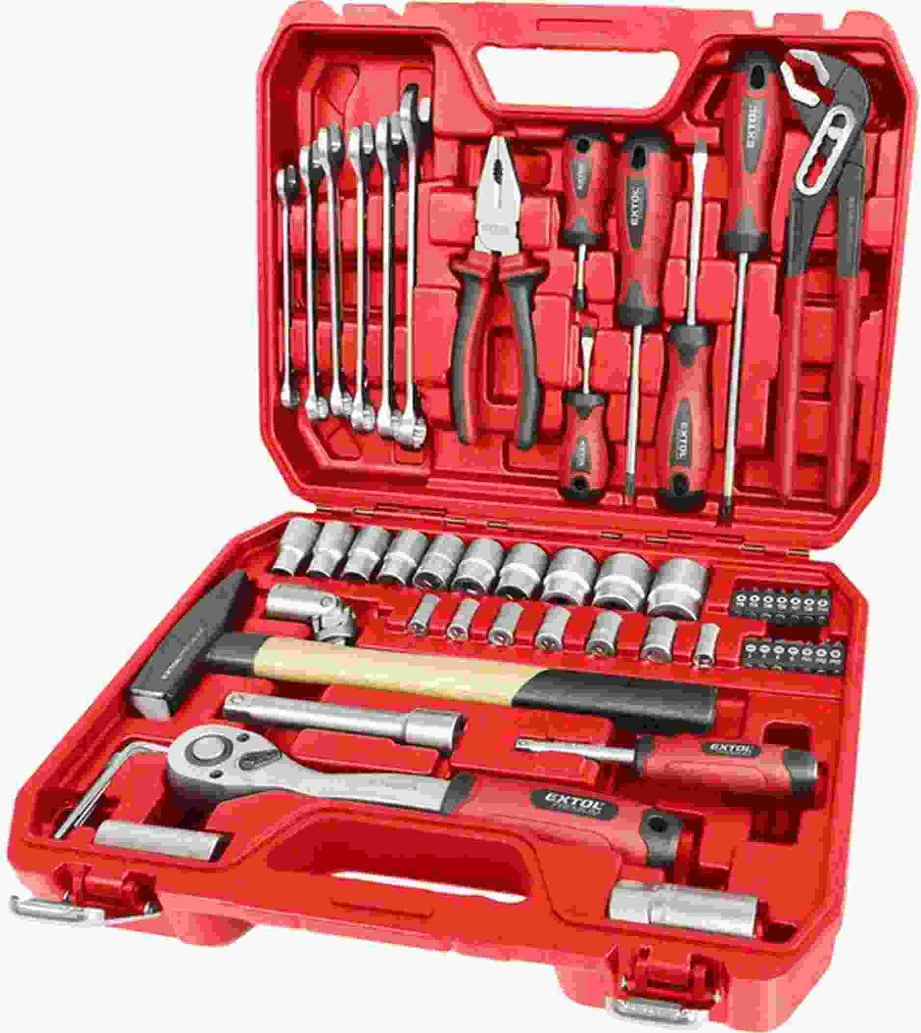 EXTOL PREMIUM Zestaw narzędzi 55szt, 1/4" a 1/2", 121056N1