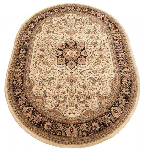Kremowy owalny dywan we wzory Marhal