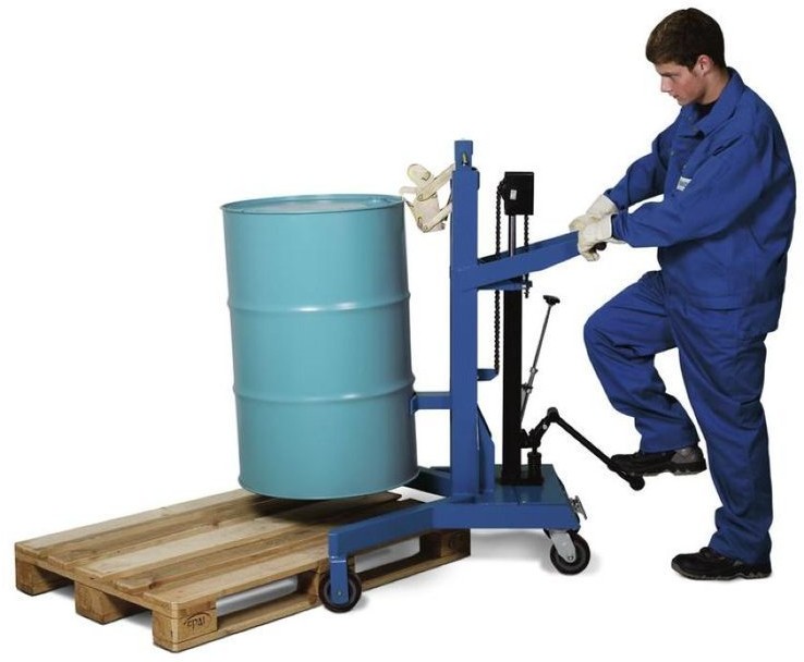 d 722 DENTA Dźwignik beczek chwytak beczki stalowe 200l podwozie rozwarte wys podnoszenia 0-485mm 72278431 78431-uniw