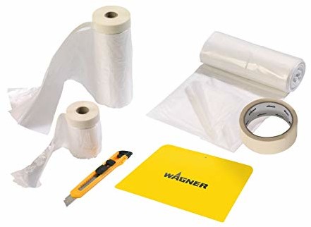 WAGNER WAGNER Uniwersalny dodatkowy zestaw Premium z folią osłonową 4 x 6 m, folia osłonowa z taśmą klejącą 20 m x 2,7 m/20 m x 0,55 m, taśma klejąca malarska 20 m x 36 mm, ochrona przed rozpryskiwaniem, nóż 2316444