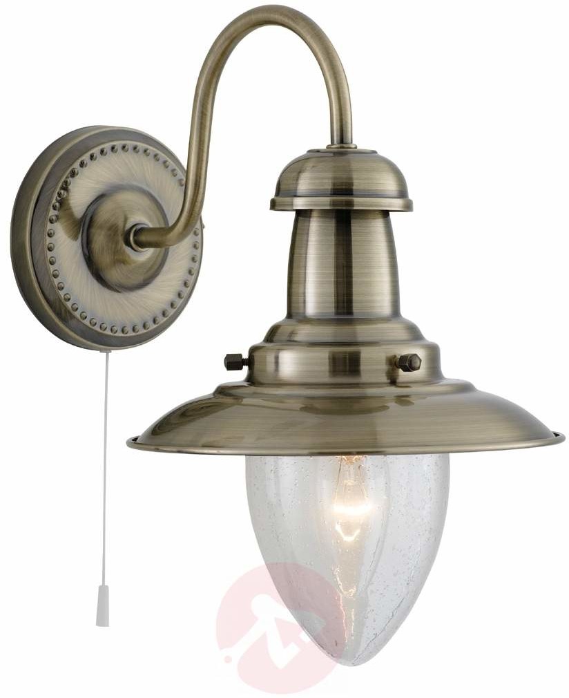 Morska lampa ścienna FISHERMAN, stary mosiądz