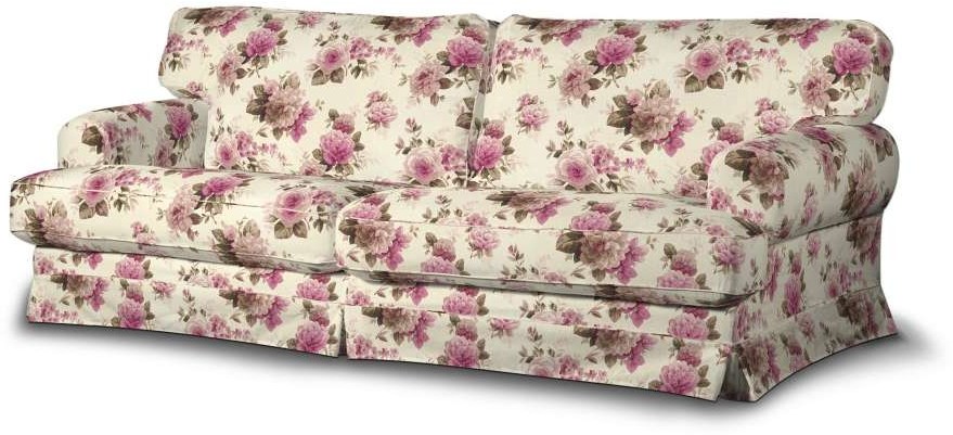 Dekoria pl pl Pokrowiec na sofę Ekeskog rozkładaną różowo-beżowe róże na kremowym tle sofa ekeskog rozkładana Londres 1015-141-07