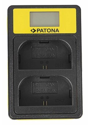 PATONA Ładowarka do akumulatorów USB Smart Dual LCD do Canon LP-E6