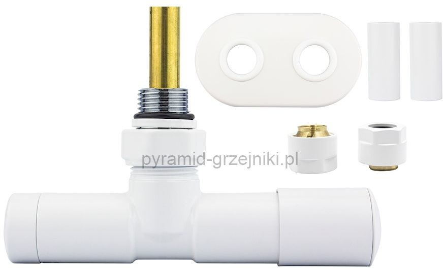 Varioterm Zawór jednootworowy regulacyjny UNICO All in One rozeta owalna - biały mat miedź 15 mm prawy A000M875A021/P(Cu)