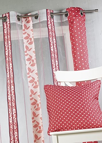 Homemaison Home Maison hm6933302, w paski, organza tkanina żakardowa zasłony firmy, poliester, 140x260 cm, Raspberry HM6933302