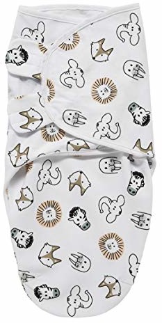 Meyco Meyco 331019 SwaddleMeyco Ściereczka do plecaka, rozmiar S/M (0-3 miesiące) ANIMAL biało-kolorowa