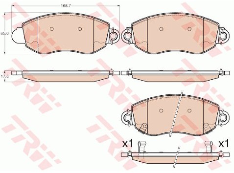 TRW Zestaw klocków hamulcowych, hamulce tarczowe GDB2006