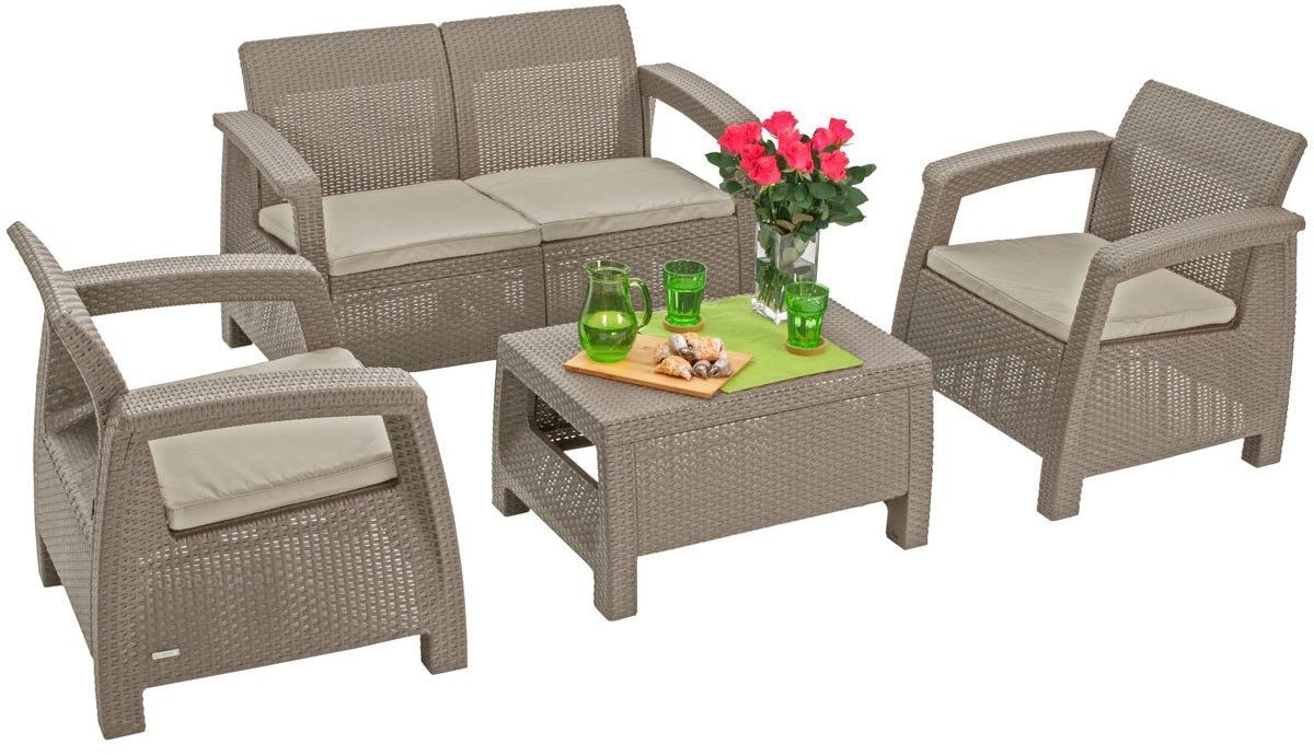 Keter Meble ogrodowe CORFU SET 4-osobowe - cappuccino 15-116