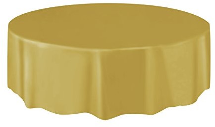 Unique Party Supplies Obrus okrągły z tworzywa sztucznego, 213,3 cm, pojedyncze opakowanie, złoto (50035)